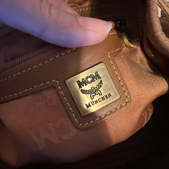 MCM Cognac Visetos Drawstring Bucket Bag - Picture 13 of 14